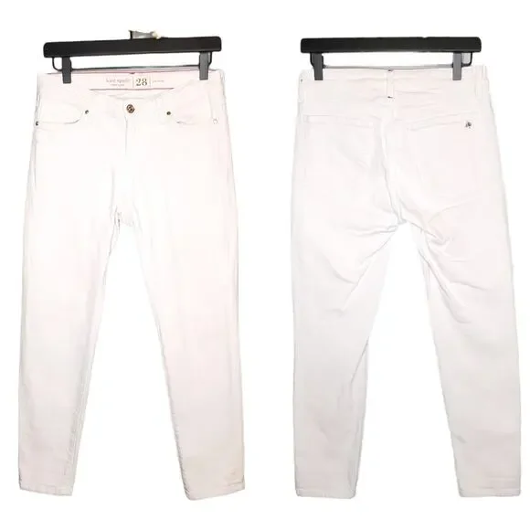 🔥 Kate Spade Play Hooky Broome Street White Skinny Jeans Women's 28 Mid Rise - Picture 3 of 16